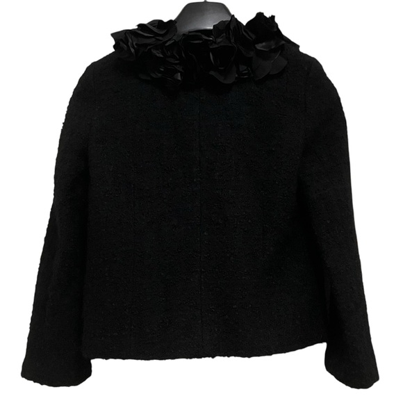 J Crew Collection Black Cascading Flowers Boucle Astrid Wool Jacket Coat 2 - Picture 2 of 9